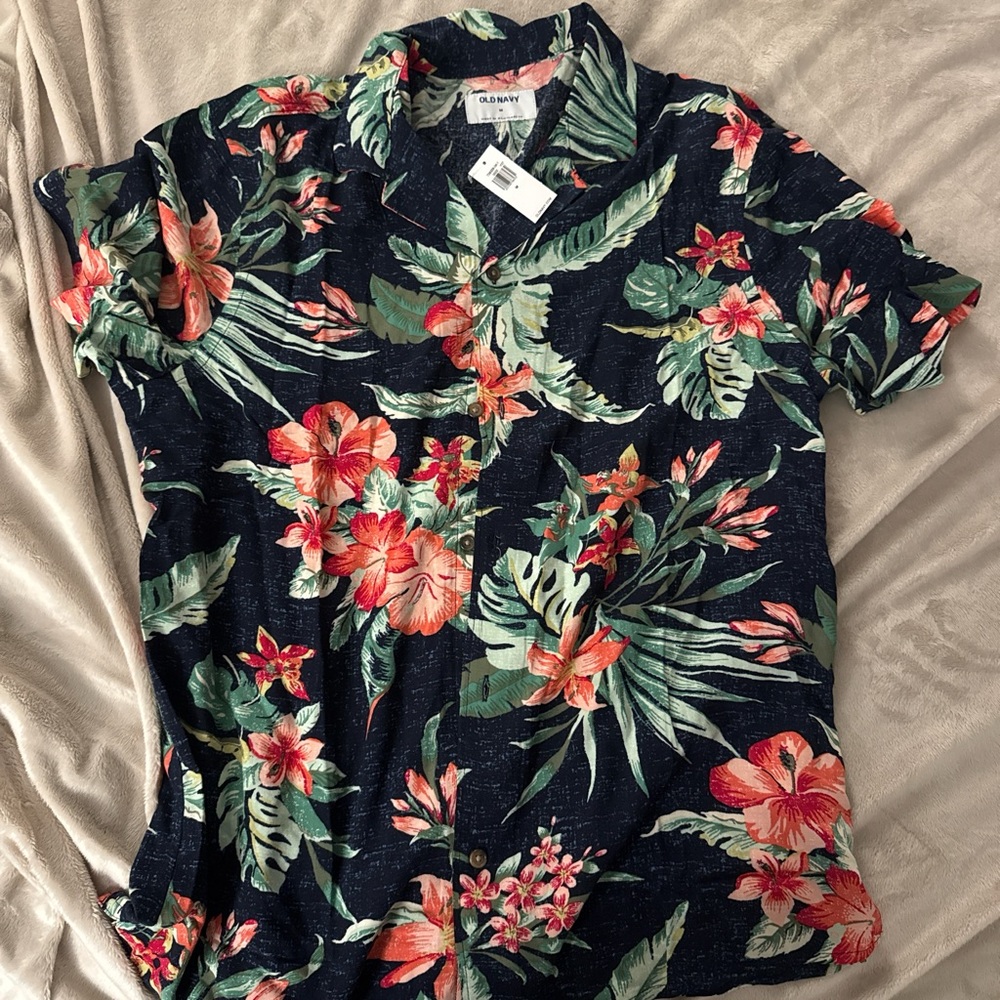 Old Navy Navy Floral Shirt